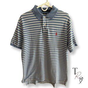 Polo Ralph Lauren Like New Custom Fit Striped Polo Shirt Blue White Size  XL
